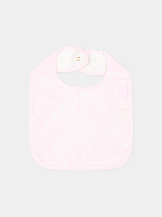 Bavaglino rosa per neonata con logo,Versace,1019286 1A18060 2P100