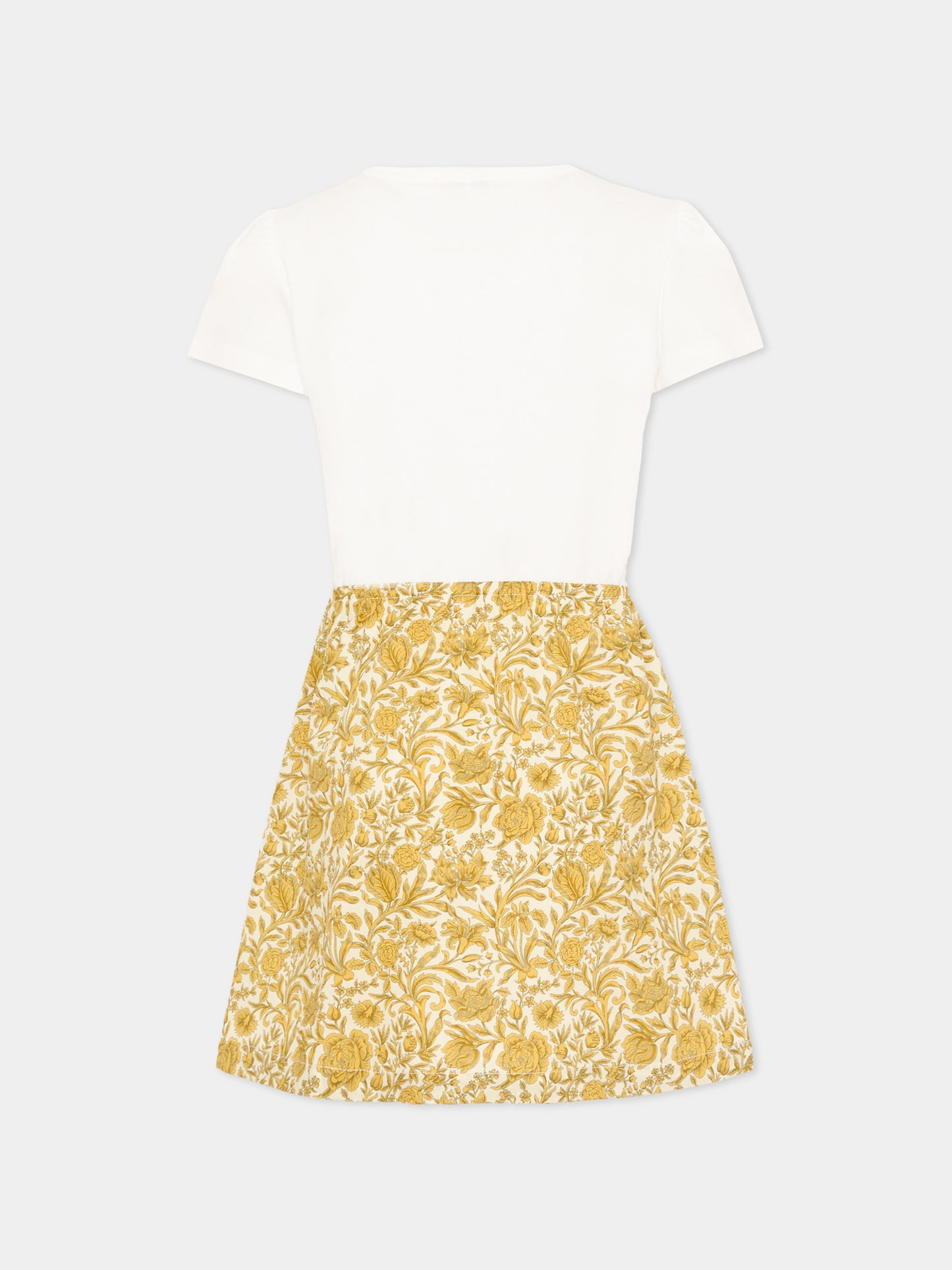 Vestito bianco per bambina con stampa barocco,Versace,1024602 1A18167 6WO90