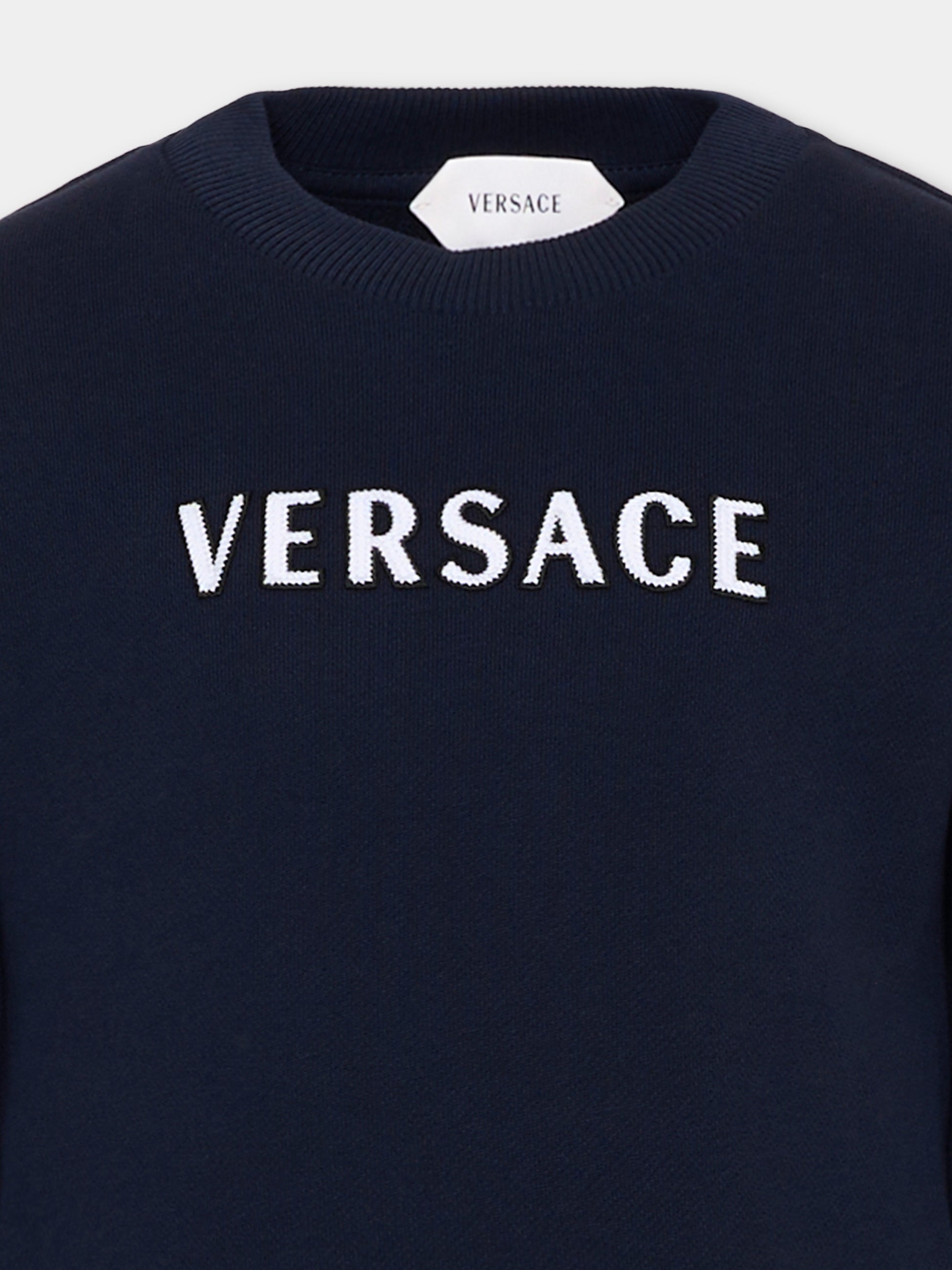 Vestito blu per bambina con logo,Versace,1024919 1A18130 6UH00