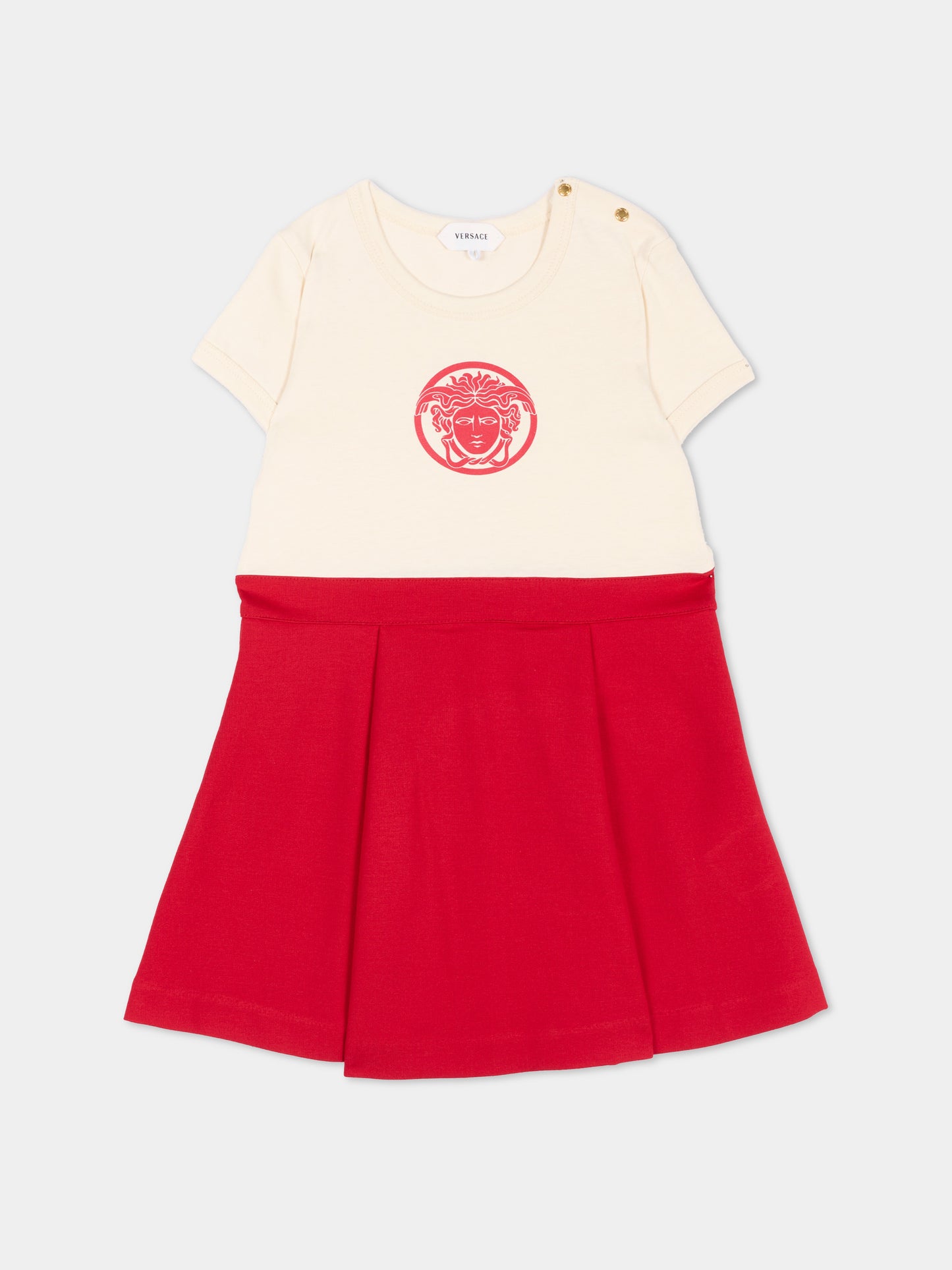 Vestito avorio per neonata con logo,Versace,1025182 1A18248 2YE50