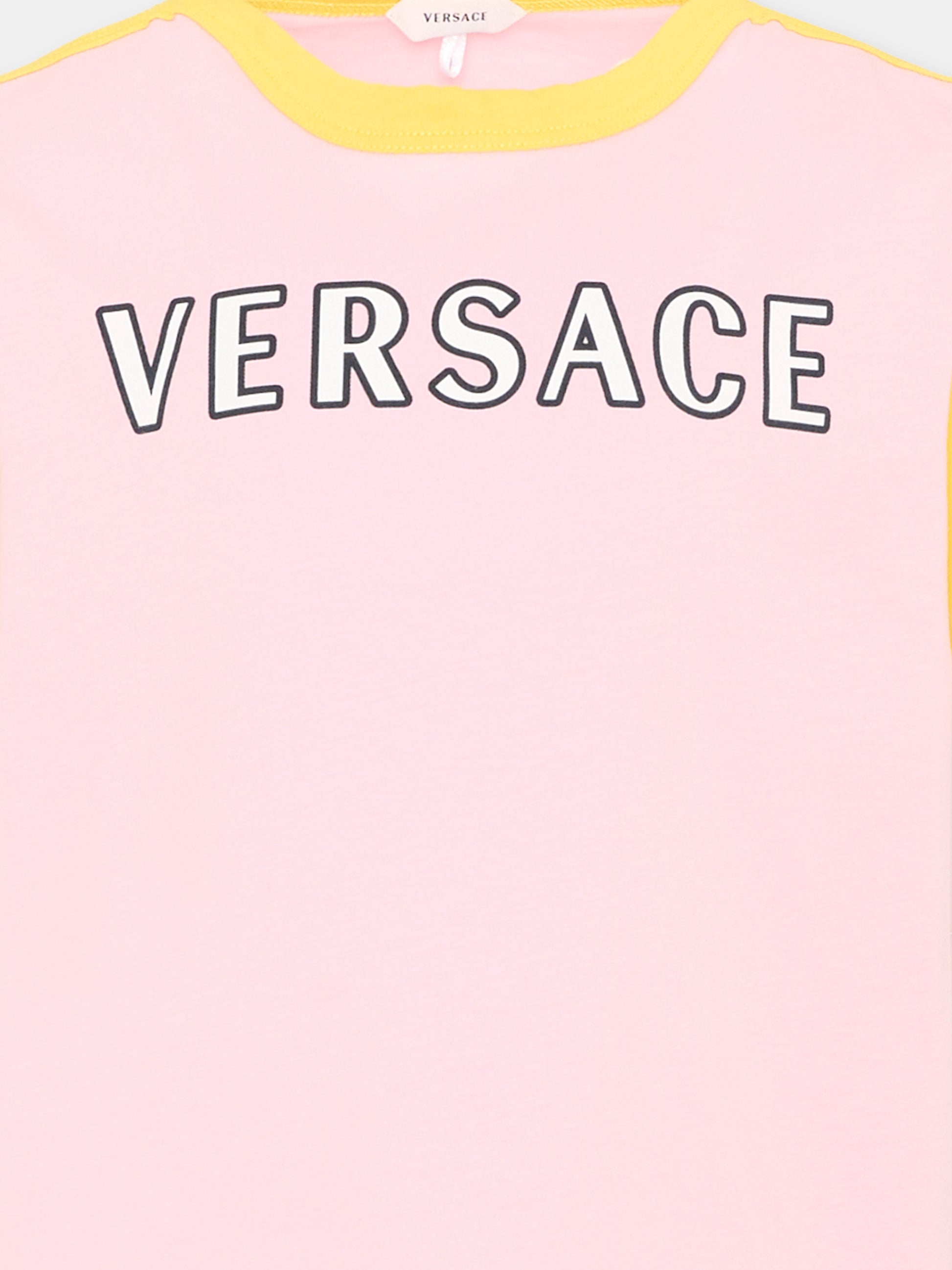T-Shirt rosa per bambina con logo,Versace,1024947 1A18129 6PD90