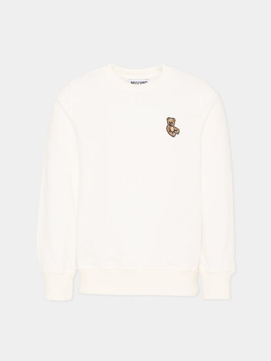 Felpa avorio per bambini con teddy bear,Moschino Kids,HRF08V LCA40 10063