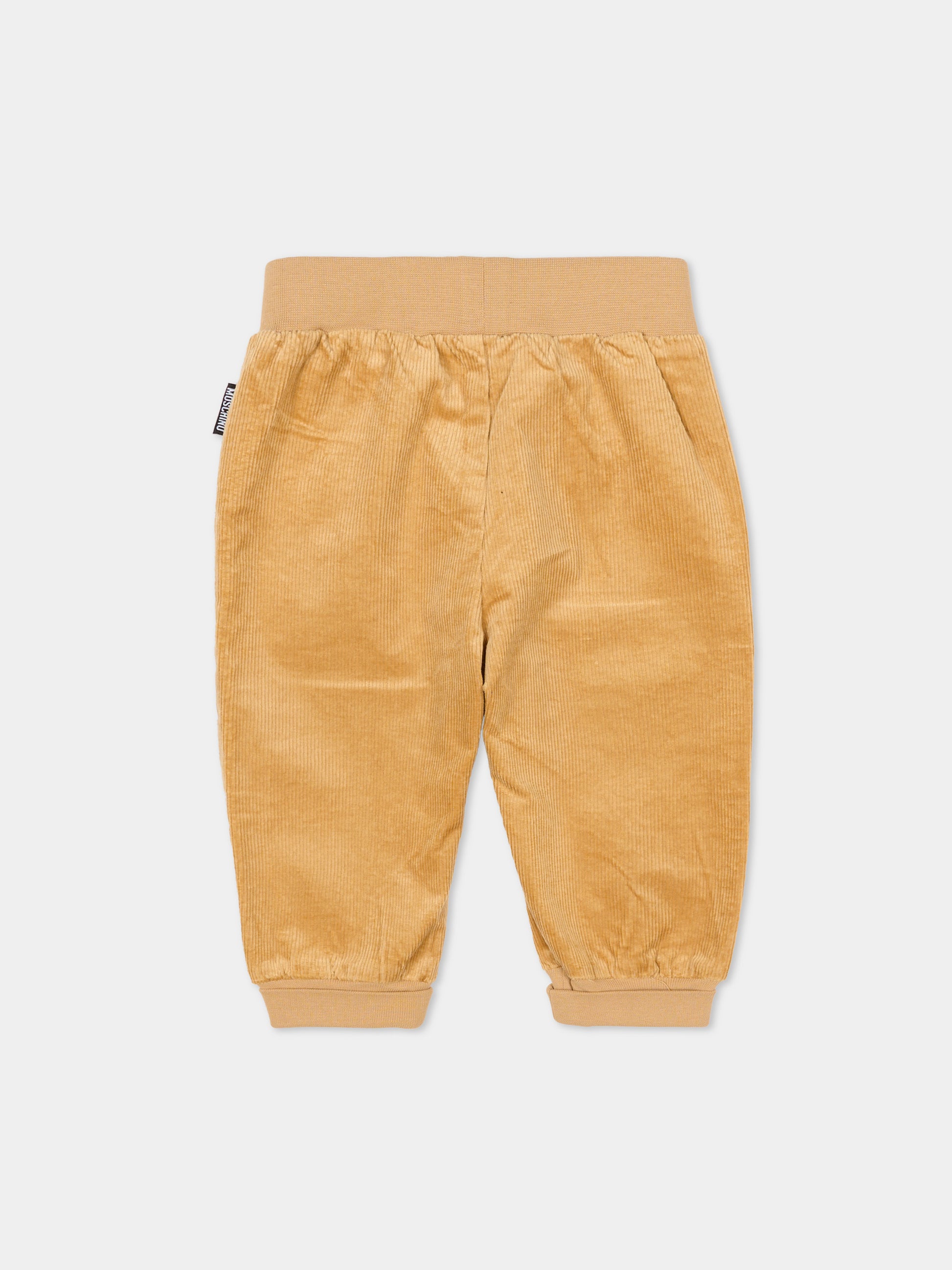 Pantaloni beige per neonato con Teddy Bear,Moschino Kids,MUP05I LVA06 20351