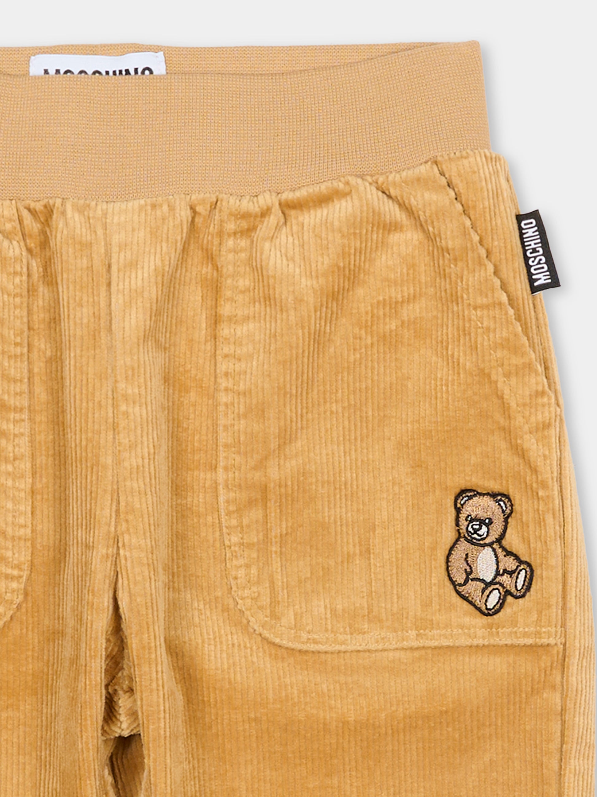 Pantaloni beige per neonato con Teddy Bear,Moschino Kids,MUP05I LVA06 20351