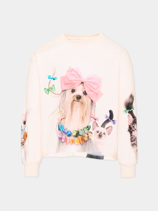 T-Shirt avorio Reniza per bambina con animali,Molo,2W26A407 5758