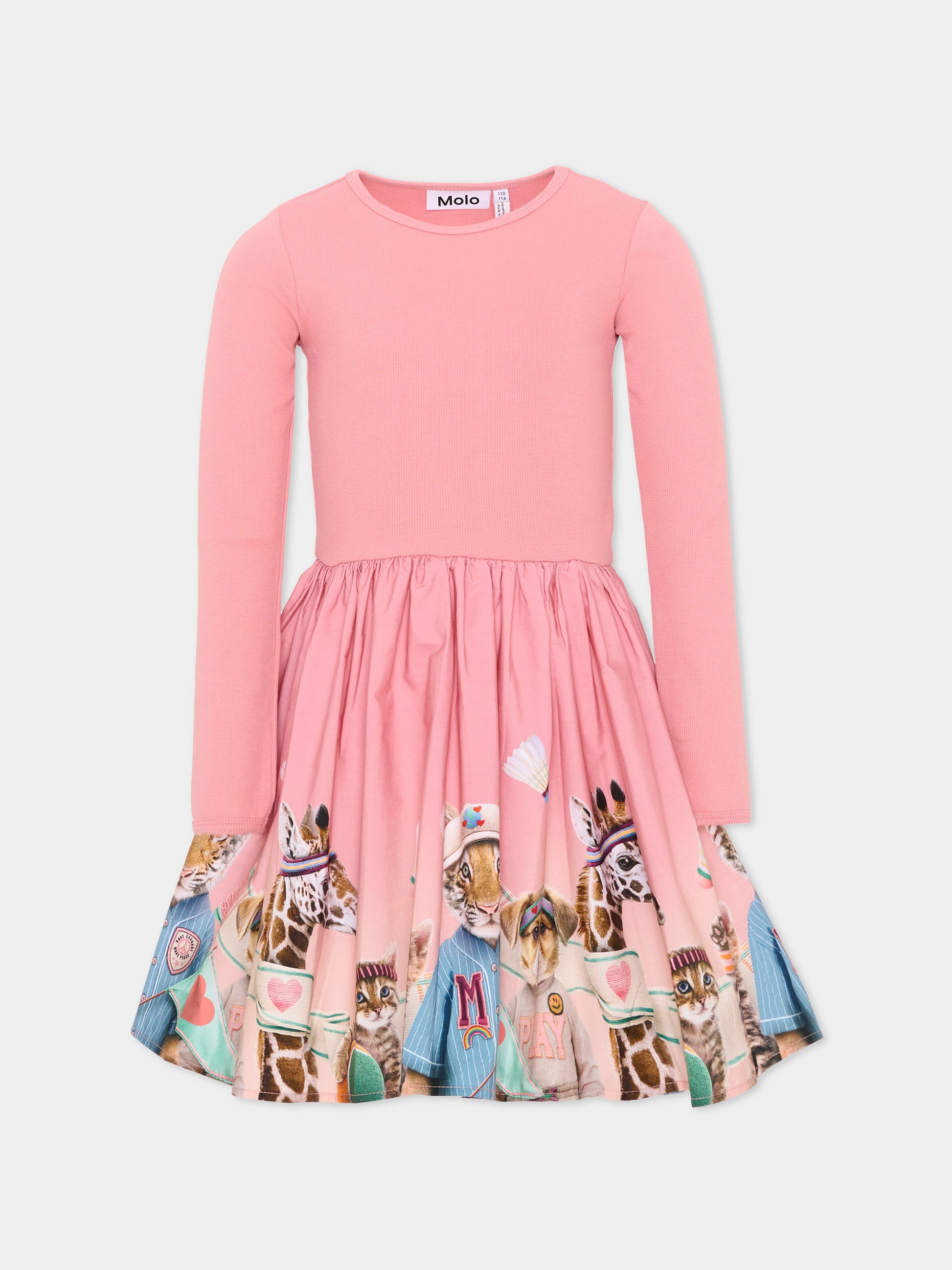 Vestito rosa per bambina con animali,Molo,2W26E203 5802