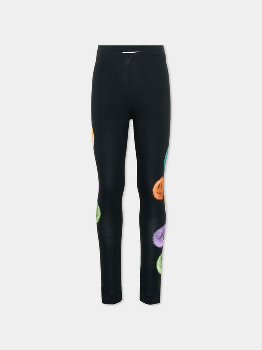 Leggings neri Niki per bambina con smile,Molo,2W26F203 5749