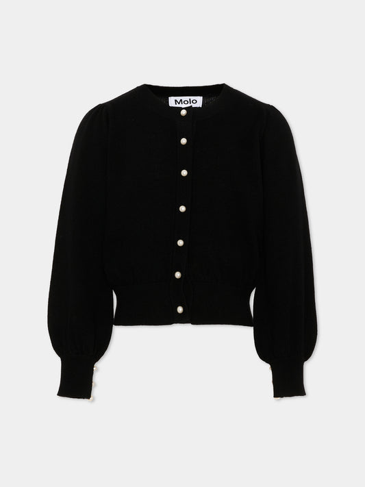 Cardigan nero Guinevere per bambina con perle,Molo,2W26K313 0099