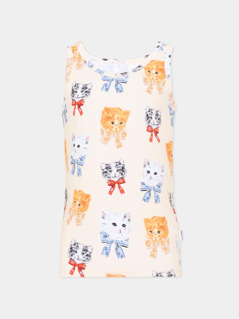 Set canottiere multicolor Jeanie per bambina con gattini,Molo,2W26Q801 5848