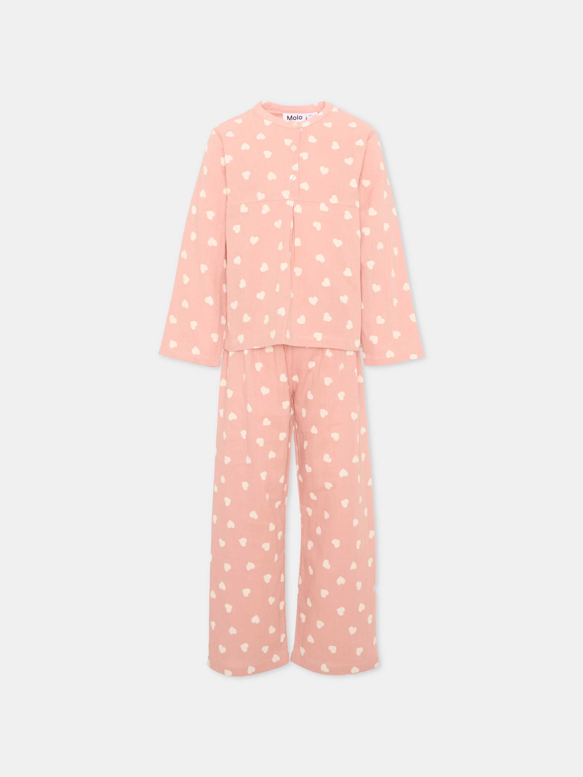 Pigiama rosa per bambina con cuori,Molo,2W26R501 5873