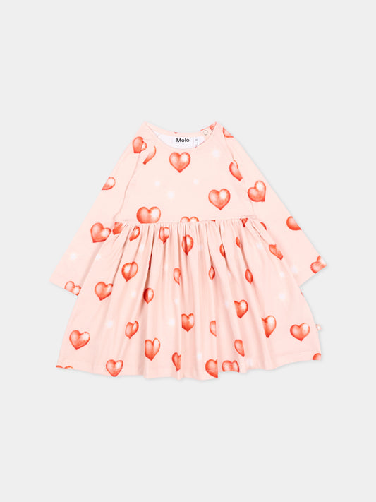 Vestito rosa Charmaine per neonata con cuori,Molo,4W26E208 5741