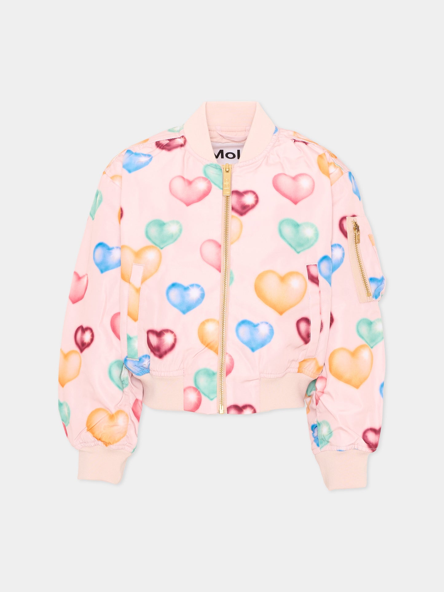 Bomber rosa Hedia per bambina con cuori,Molo,5W26M401 5745