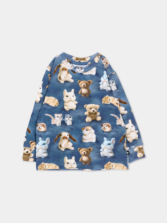 T-Shirt blu Eloy per neonato con cuccioli,Molo,6W26A401 5936