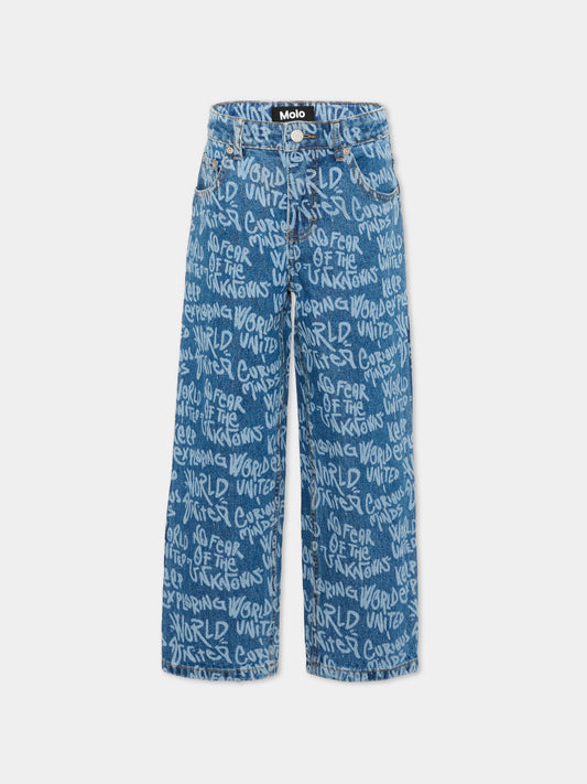 Jeans denim Aiden per bambino con patch logo,Molo,6W26I104 5915