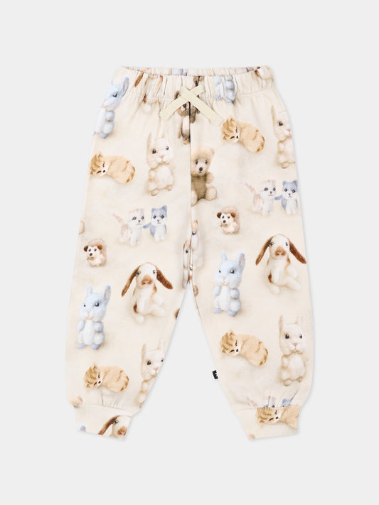 Pantaloni avorio Simeon per neonati con cuccioli,Molo,6W26I204 5935