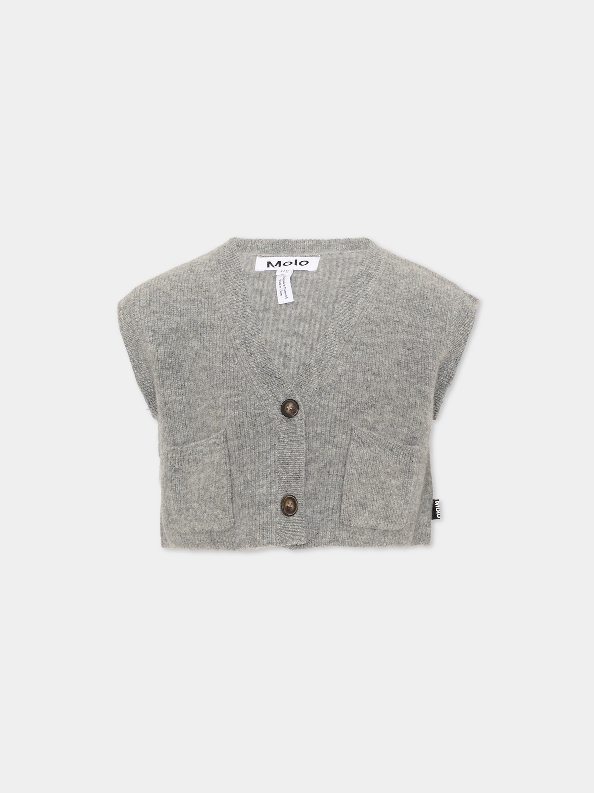 Maglia gilet grigia Gianni per bambini,Molo,2W26K101 1046
