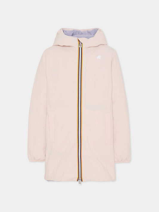 Piumino reversibile P. Denise St Warm rosa per bambina con logo,K-way,K11517W BBO