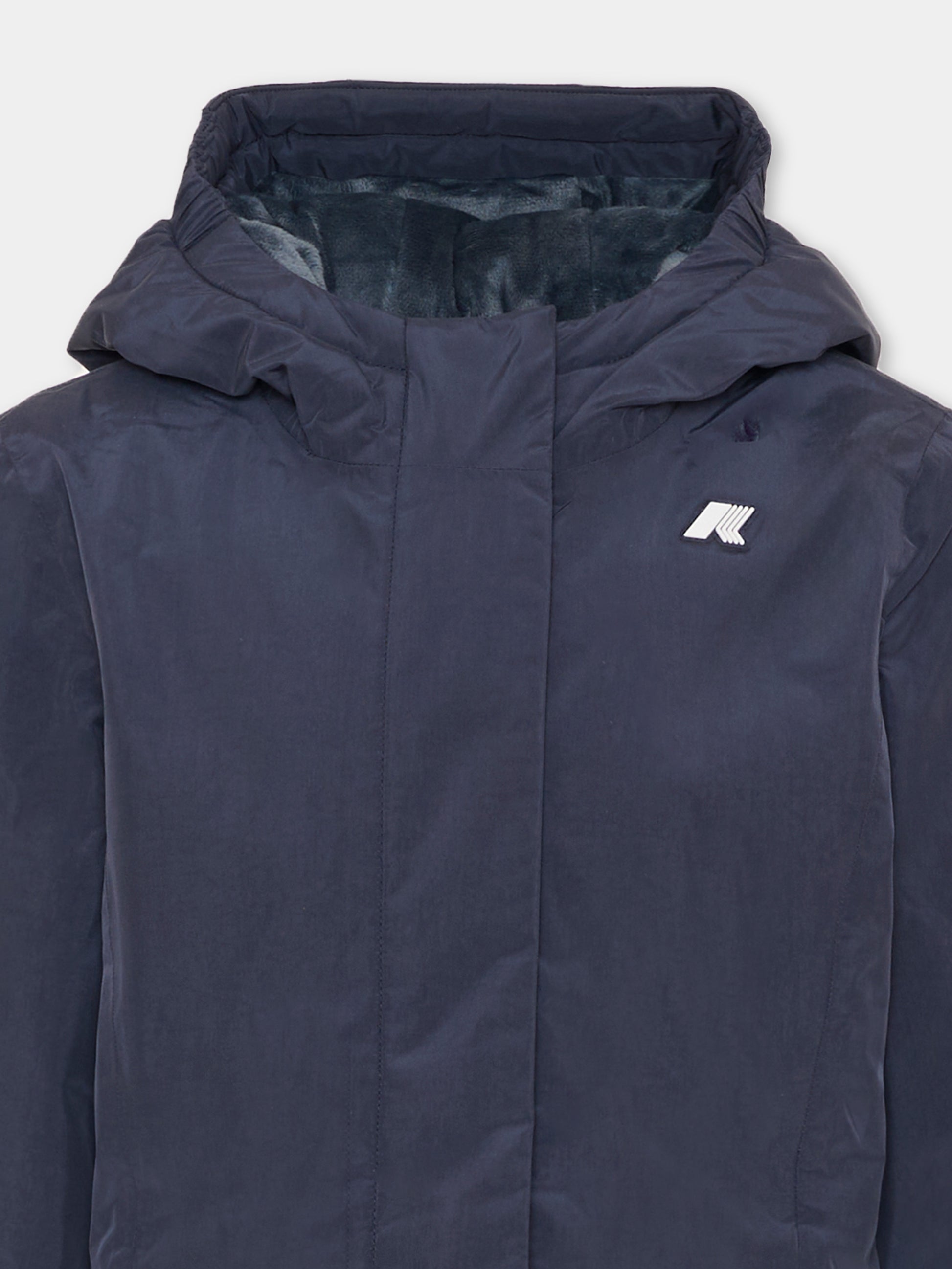 Parka Denise Marmotta blu per bambini con logo,K-way,K41383W AL9