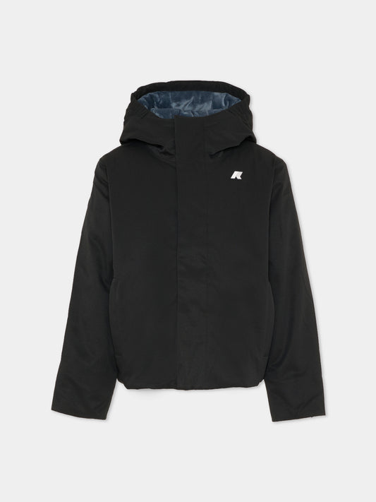 Giubbotto Jacko Twill Marmotta nero per bambino con logo,K-way,K1128FW AL8