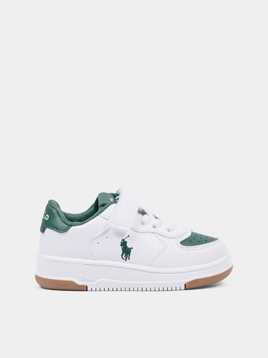 Sneakers bianche per bambino con Polo Pony,Ralph Lauren Kids,RL05549101