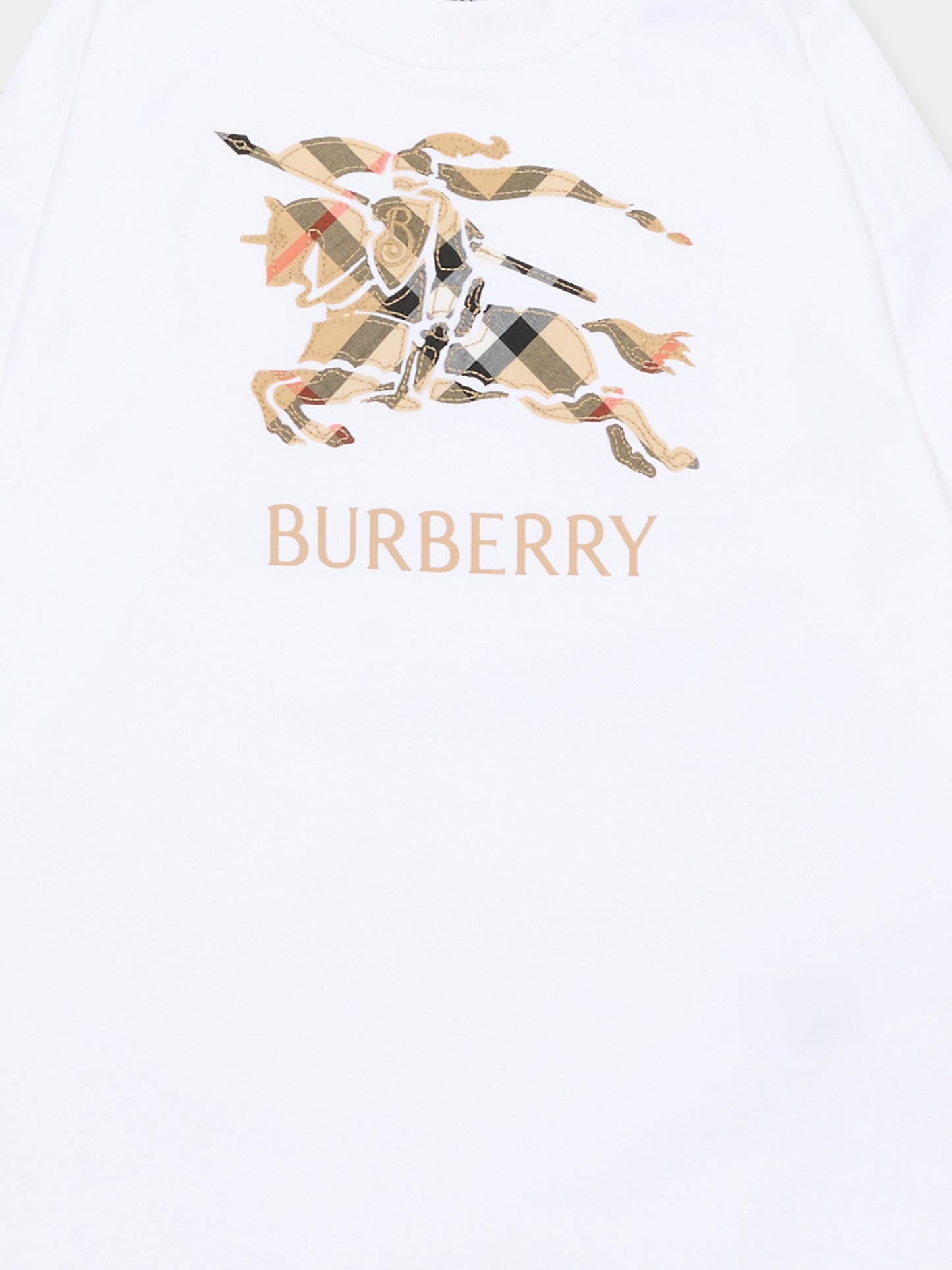 Pagliaccetto avorio per neonati con logo,Burberry Kids,8117494 A1464