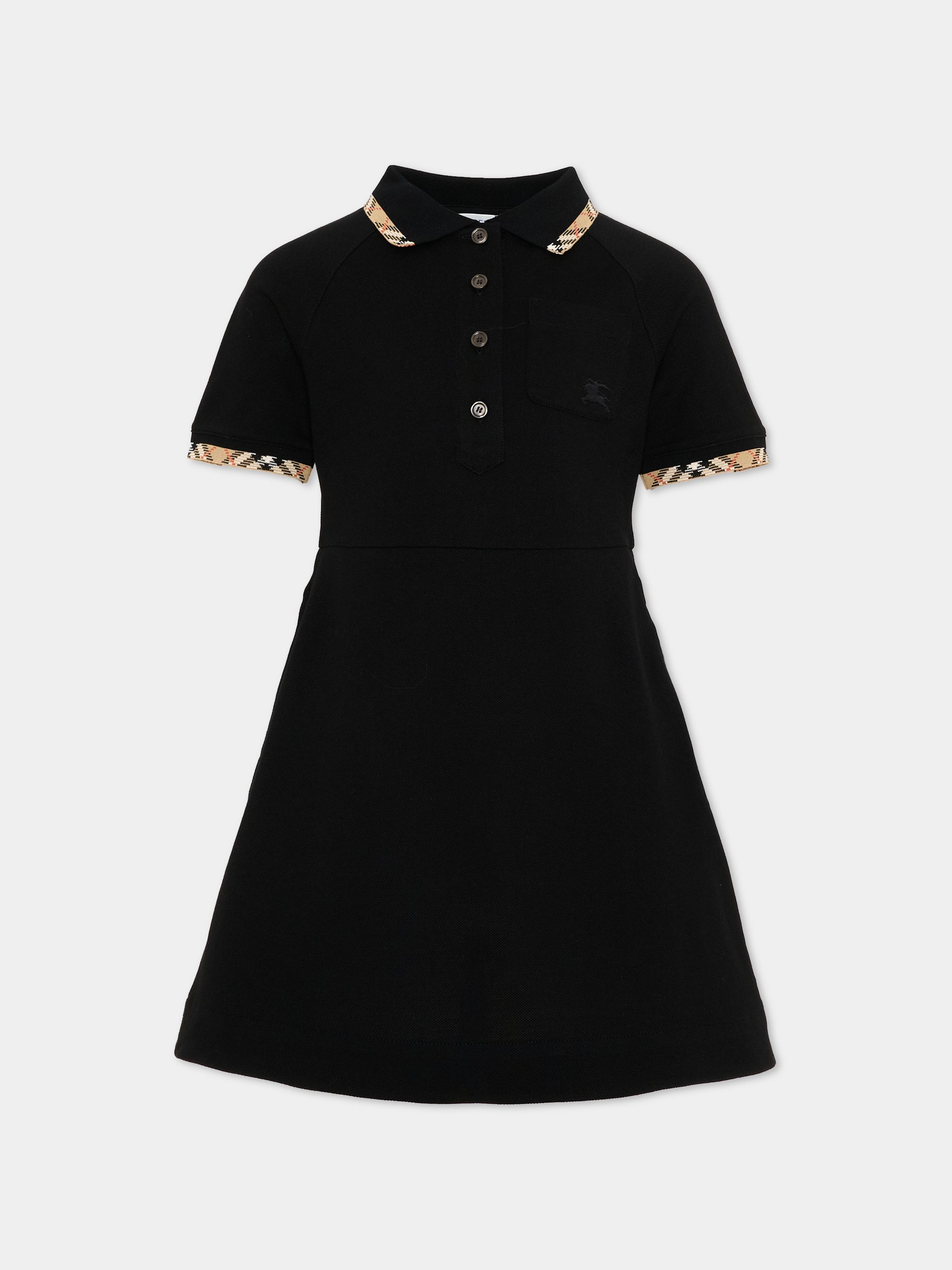 Vestito nero per bambina con cavaliere equestre,Burberry Kids,8126329 A1189