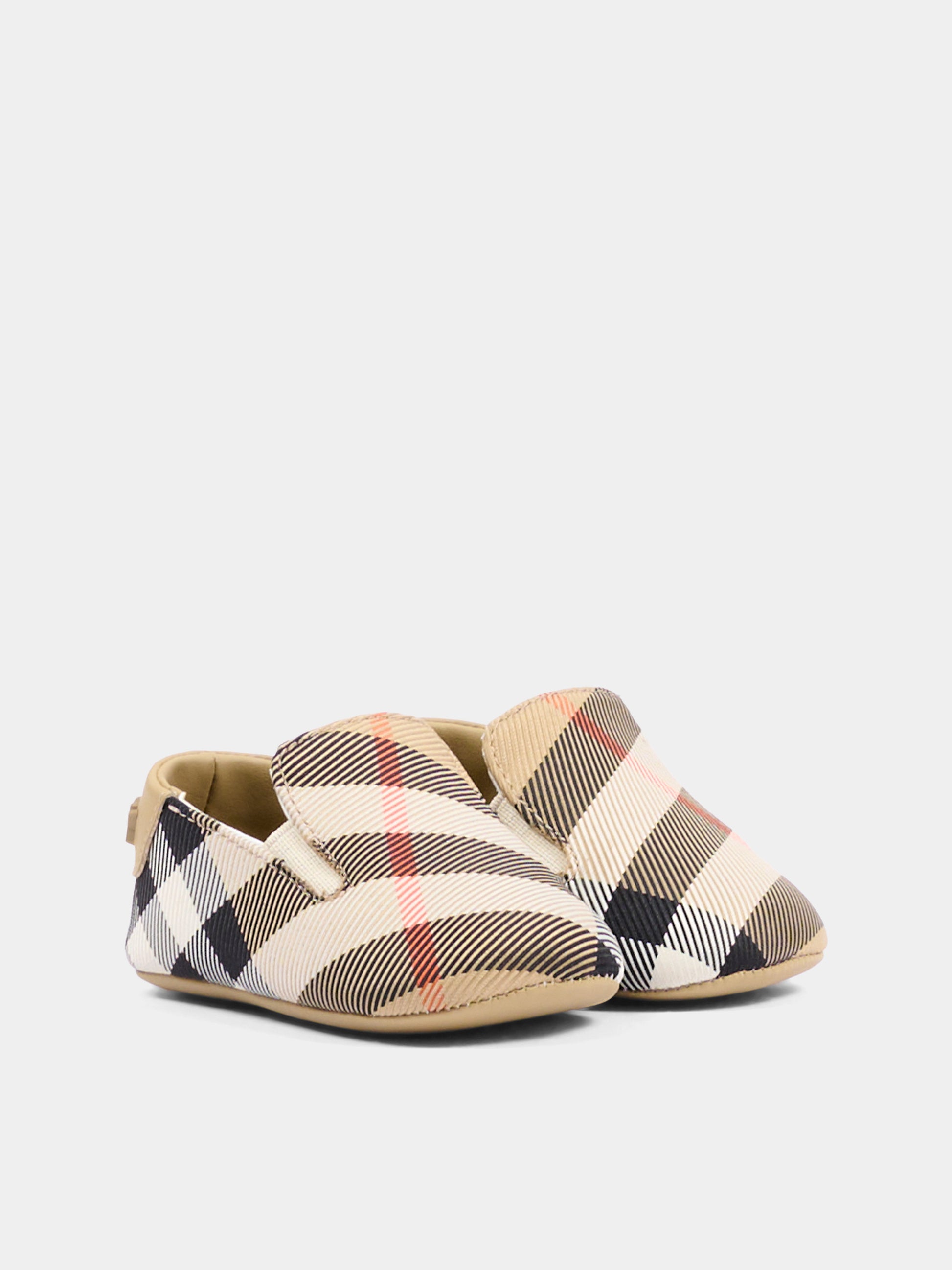 Stringate beige per neonati con check vintage,Burberry Kids,8123757 B9368