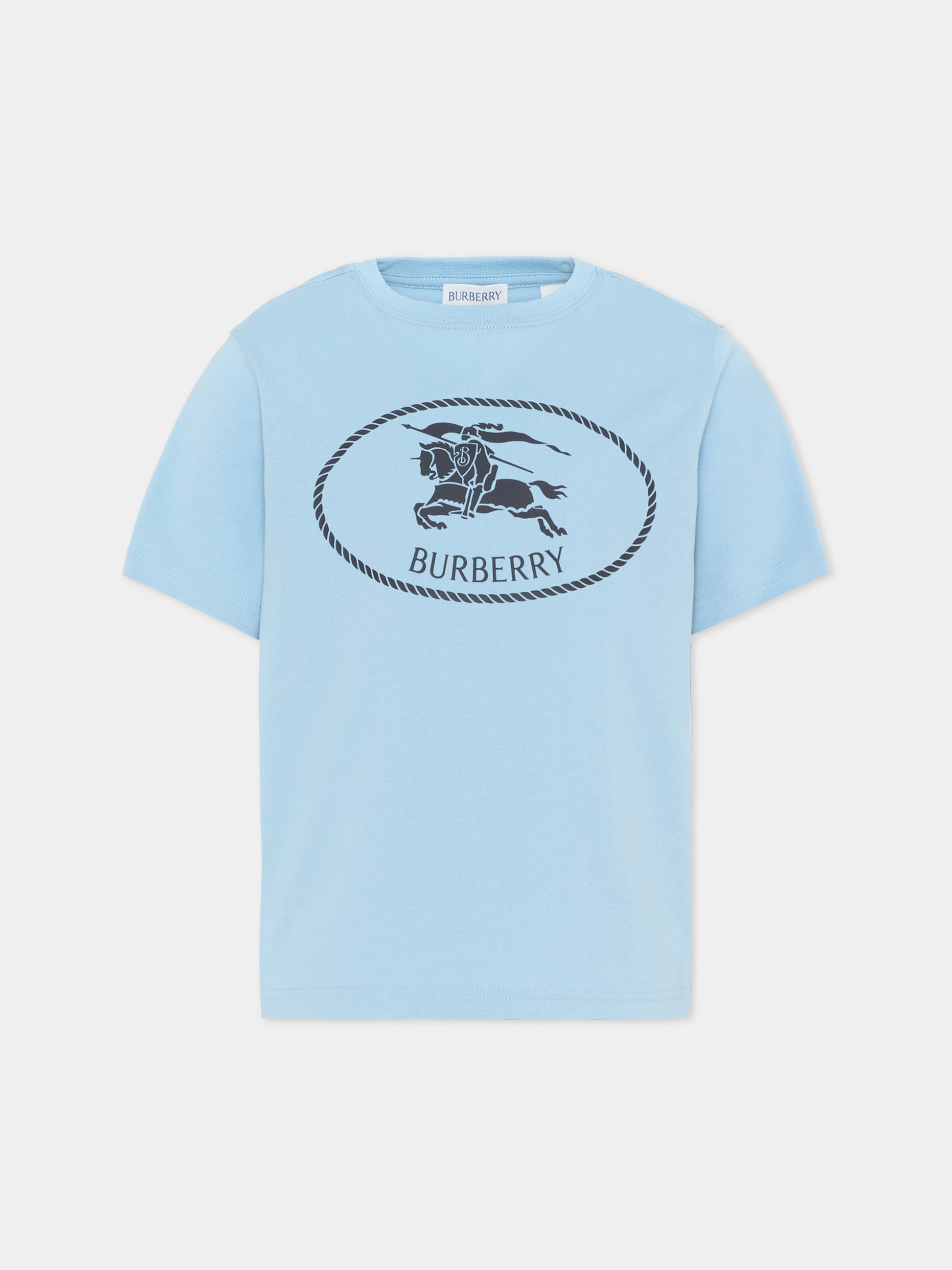 T-Shirt celeste per bambino con logo,Burberry Kids,8125850 C5753