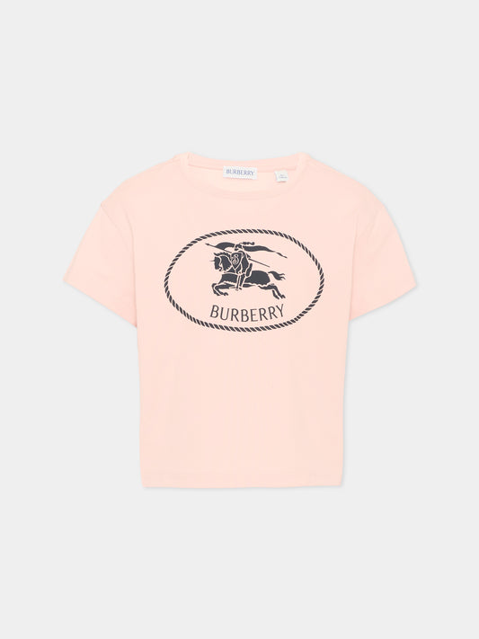 T-Shirt rosa per bambina con logo