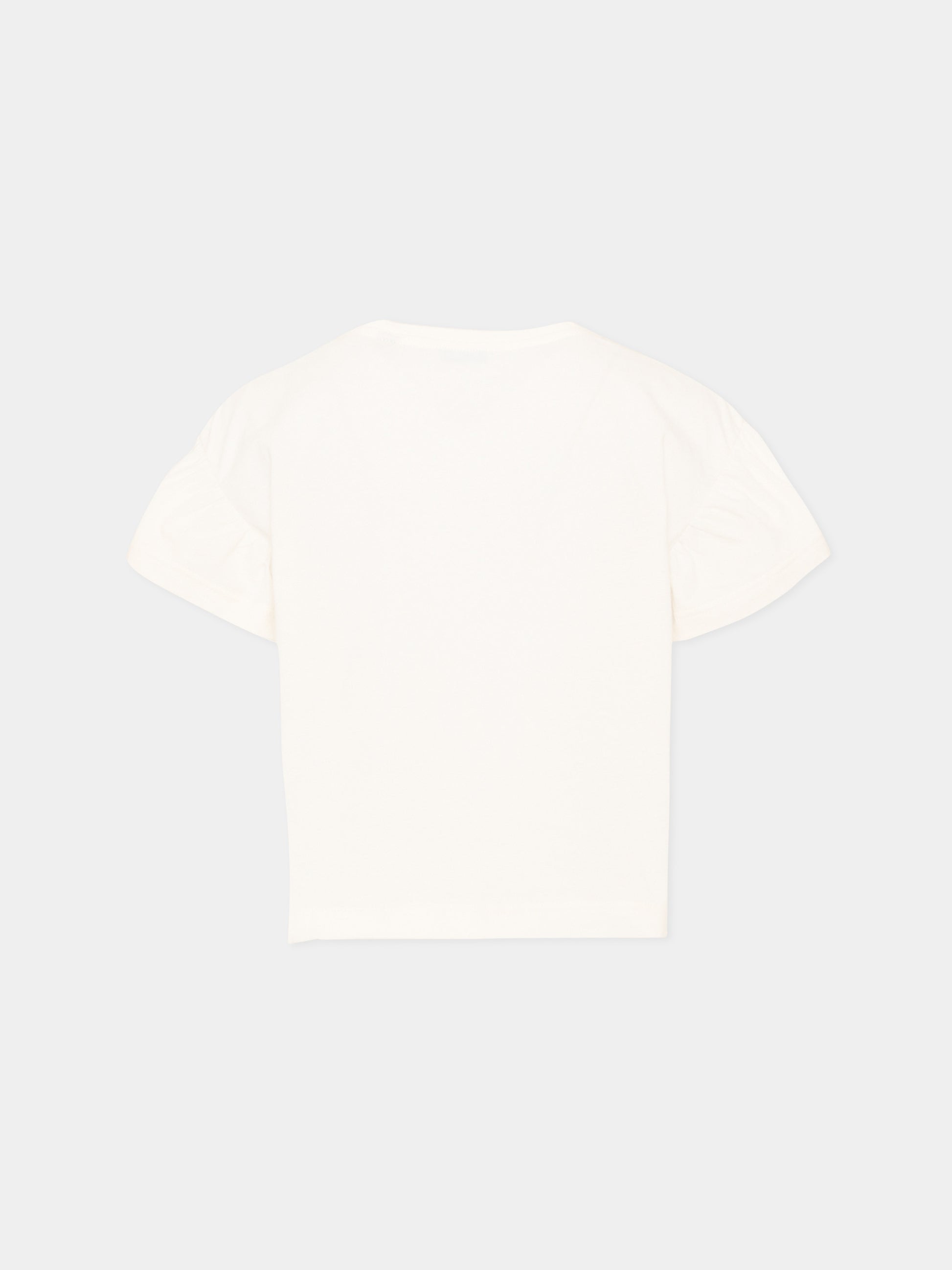 T-shirt avorio per bambina con fiocco check vintage,Burberry Kids,8129919 A2014