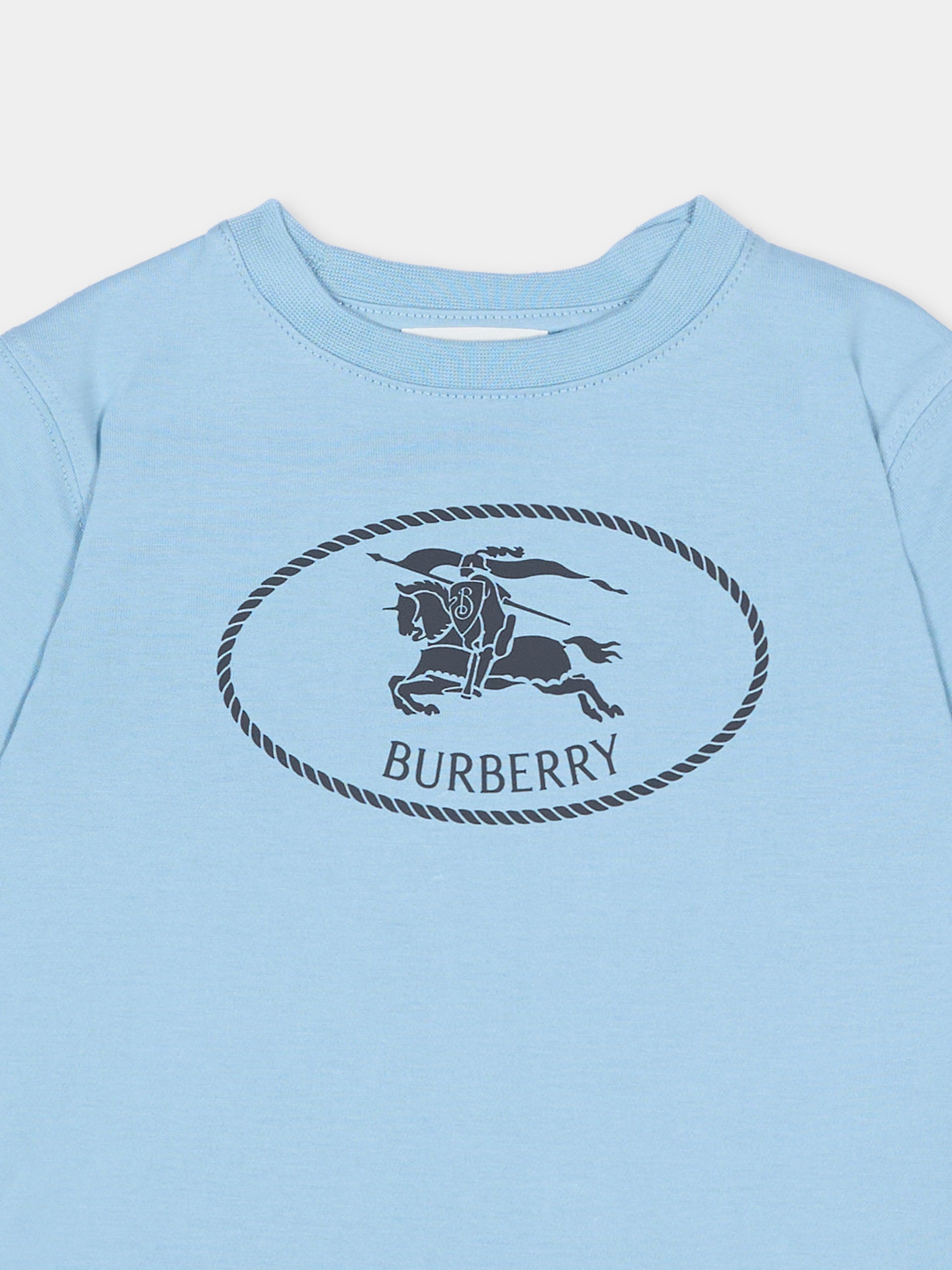 T-Shirt celeste per neonato con logo,Burberry Kids,8126862 C5753
