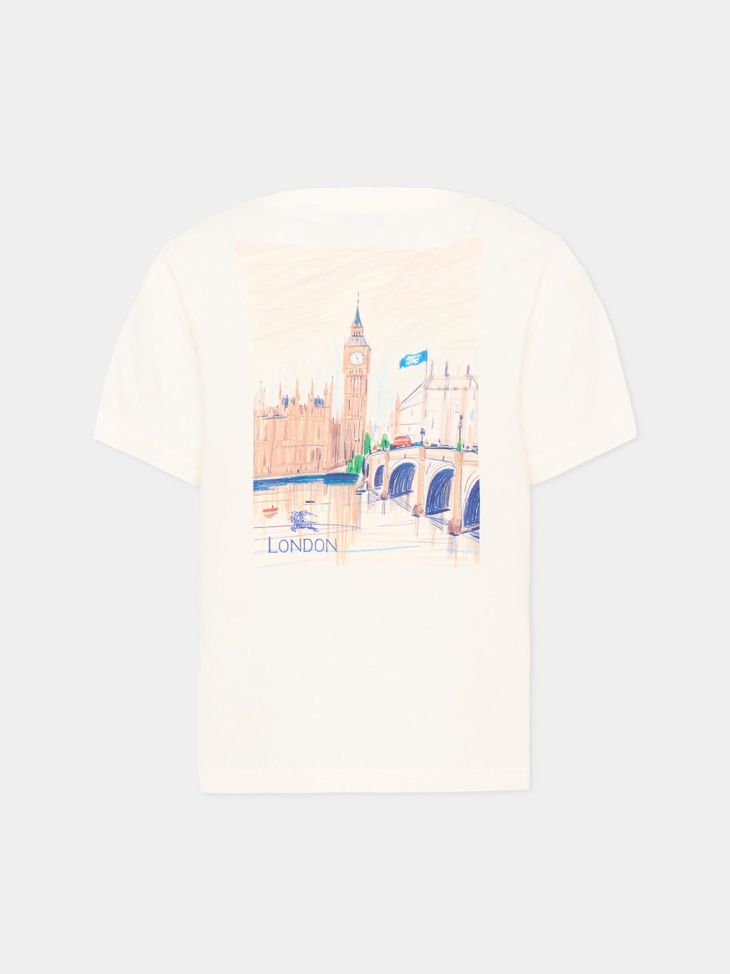 T-Shirt avorio per bambini con logo,Burberry Kids,8127206 A2014