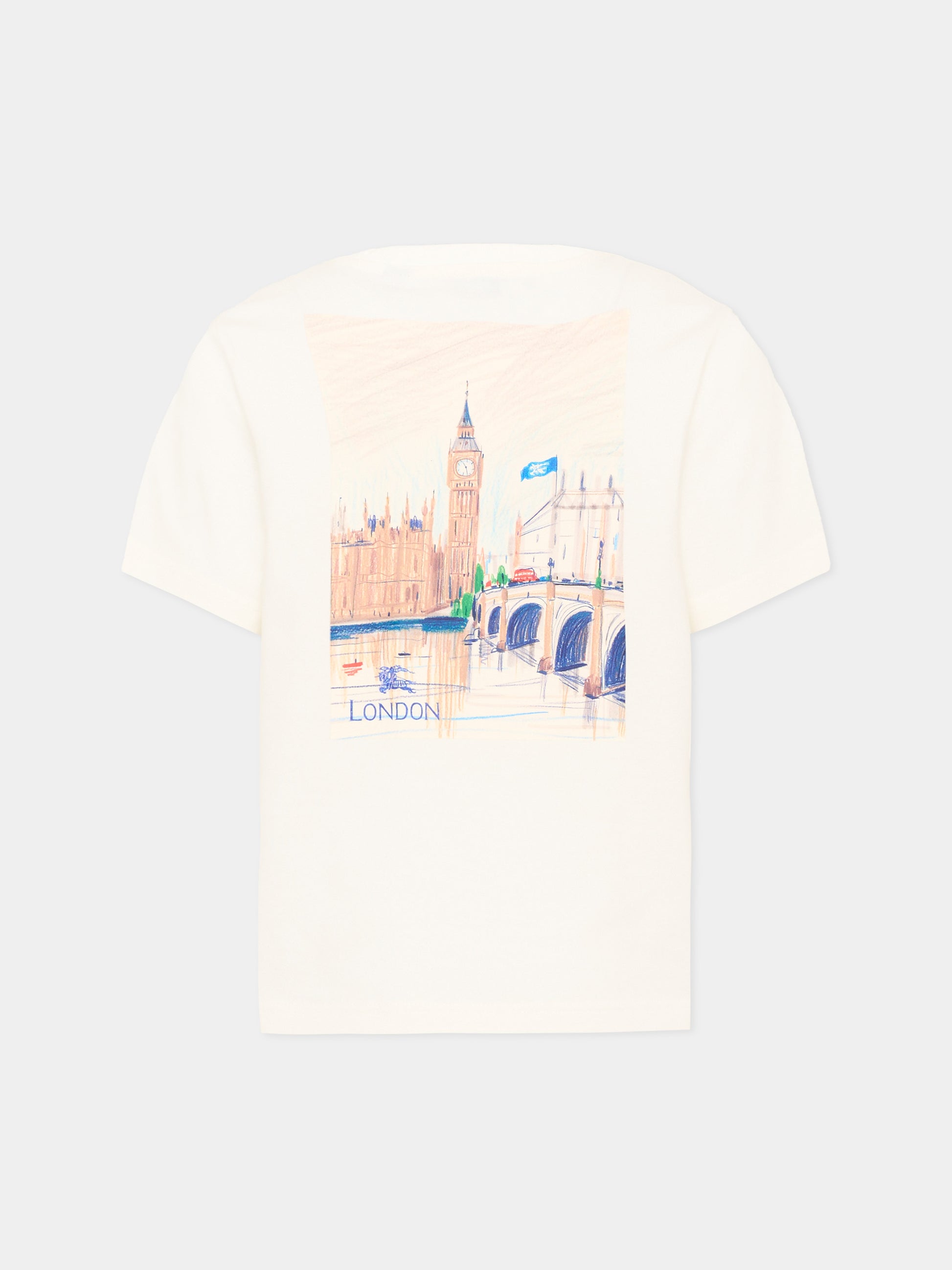 T-Shirt avorio per bambini con logo,Burberry Kids,8127206 A2014