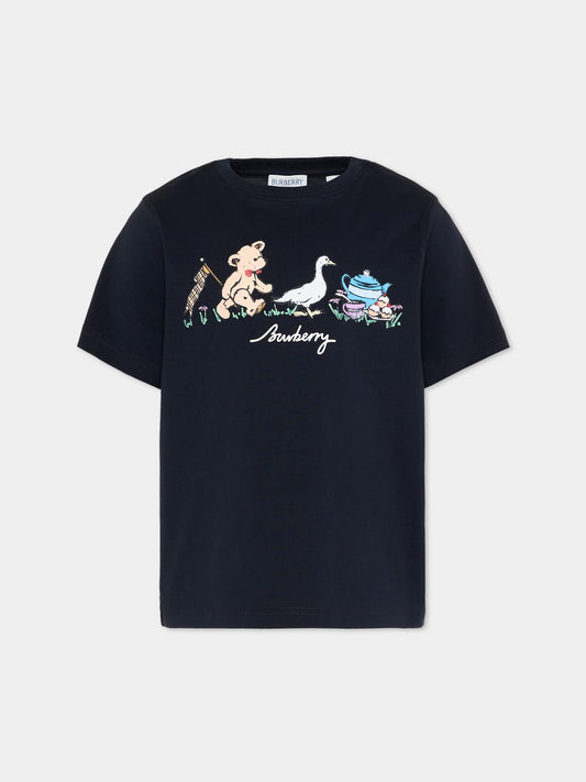 T-Shirt blu per bambini con logo
