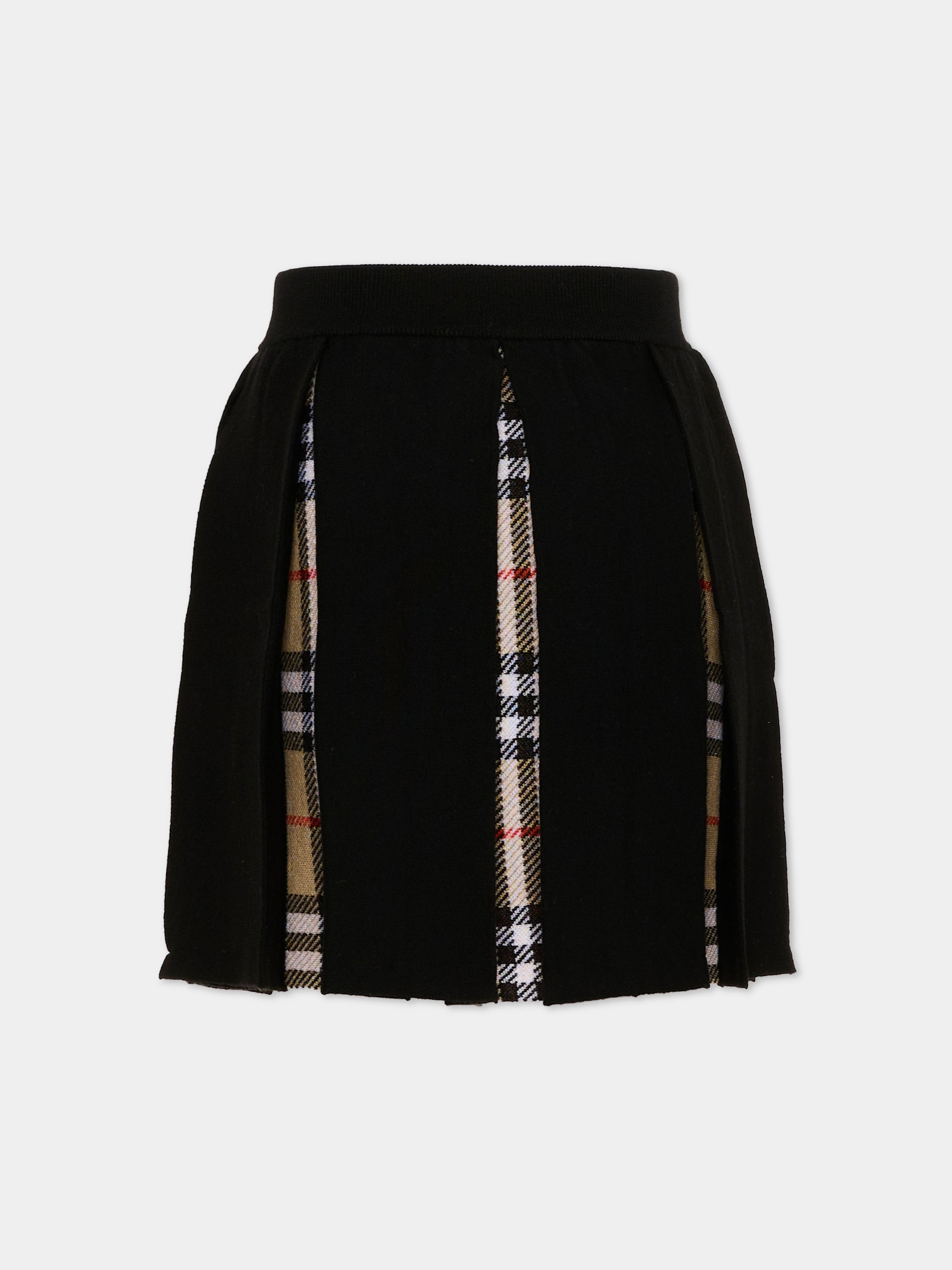 Gonna nera per bambina con check vintage,Burberry Kids,8130515 A1189