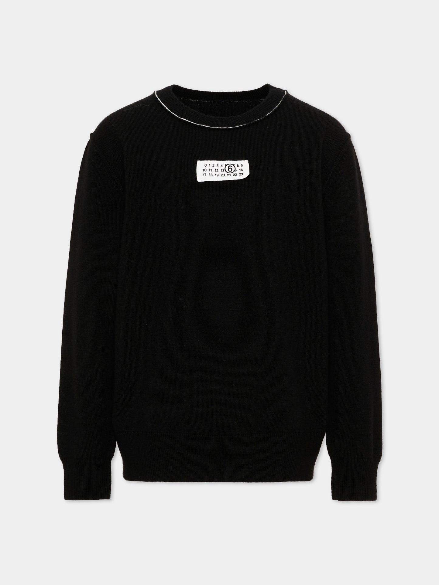 Maglione nero per bambini con logo,Mm6 Maison Margiela,M61025 MM06Q M6900