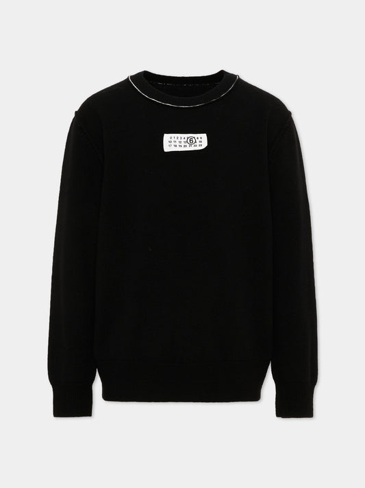 Maglione nero per bambini con logo,Mm6 Maison Margiela,M61025 MM06Q M6900
