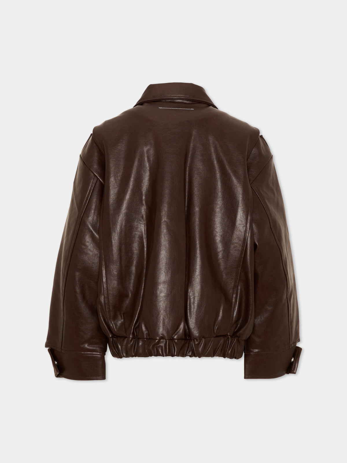 Giubbotto marrone in ecopelle per bambini con logo,Mm6 Maison Margiela,M61045 MM08L M6713