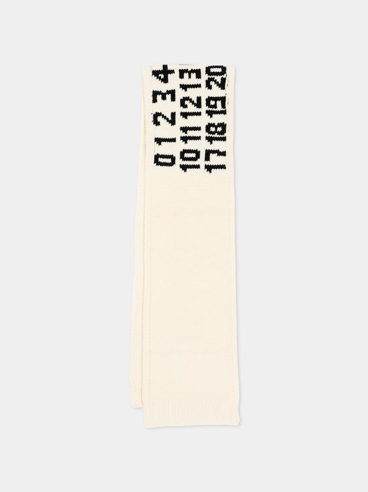 Sciarpa avorio per bambini jacquard,Mm6 Maison Margiela,M61052 MM08V M6101