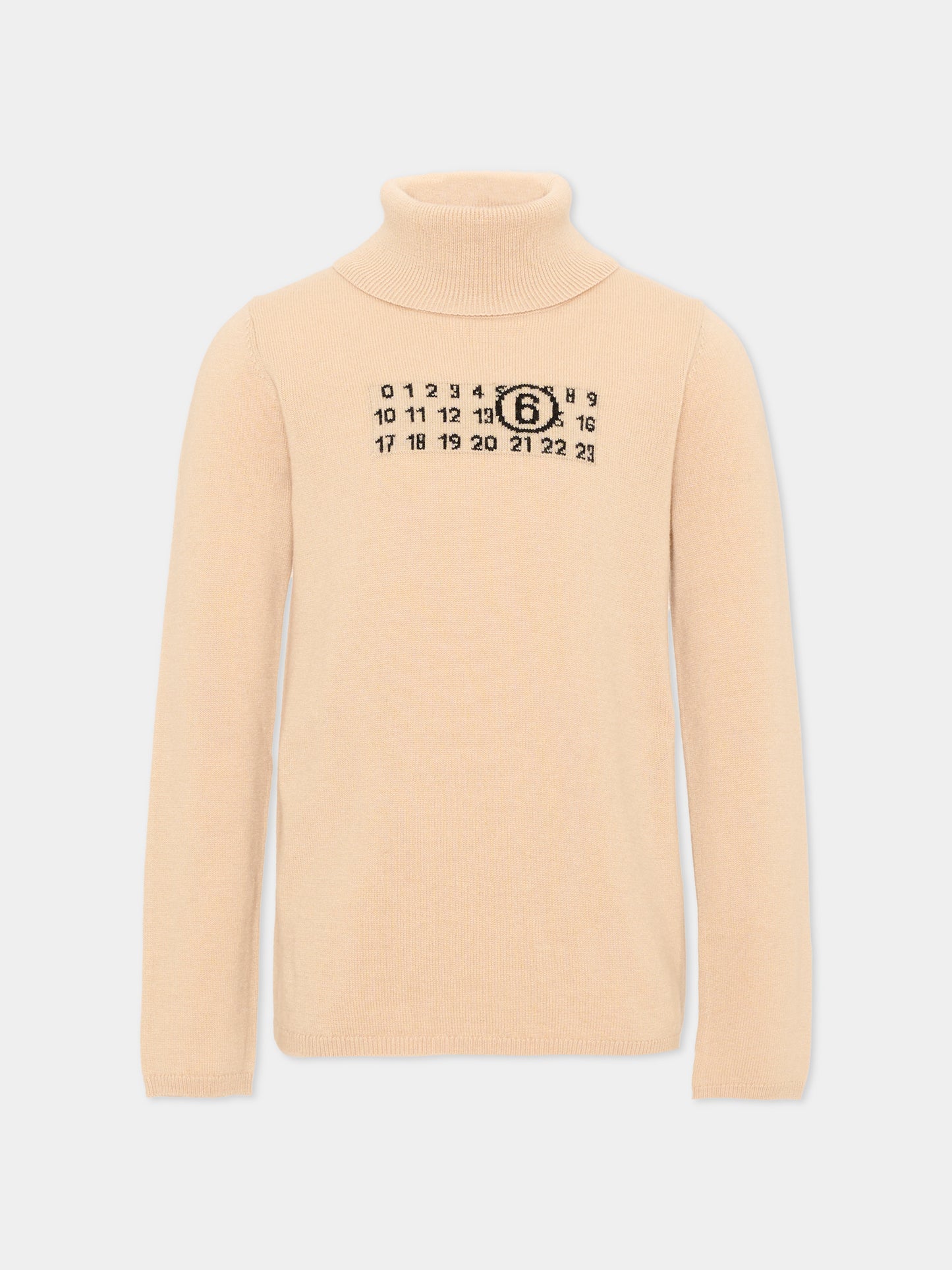 Dolcevita beige per bambini con logo,Mm6 Maison Margiela,M61064 MM06Q M6712