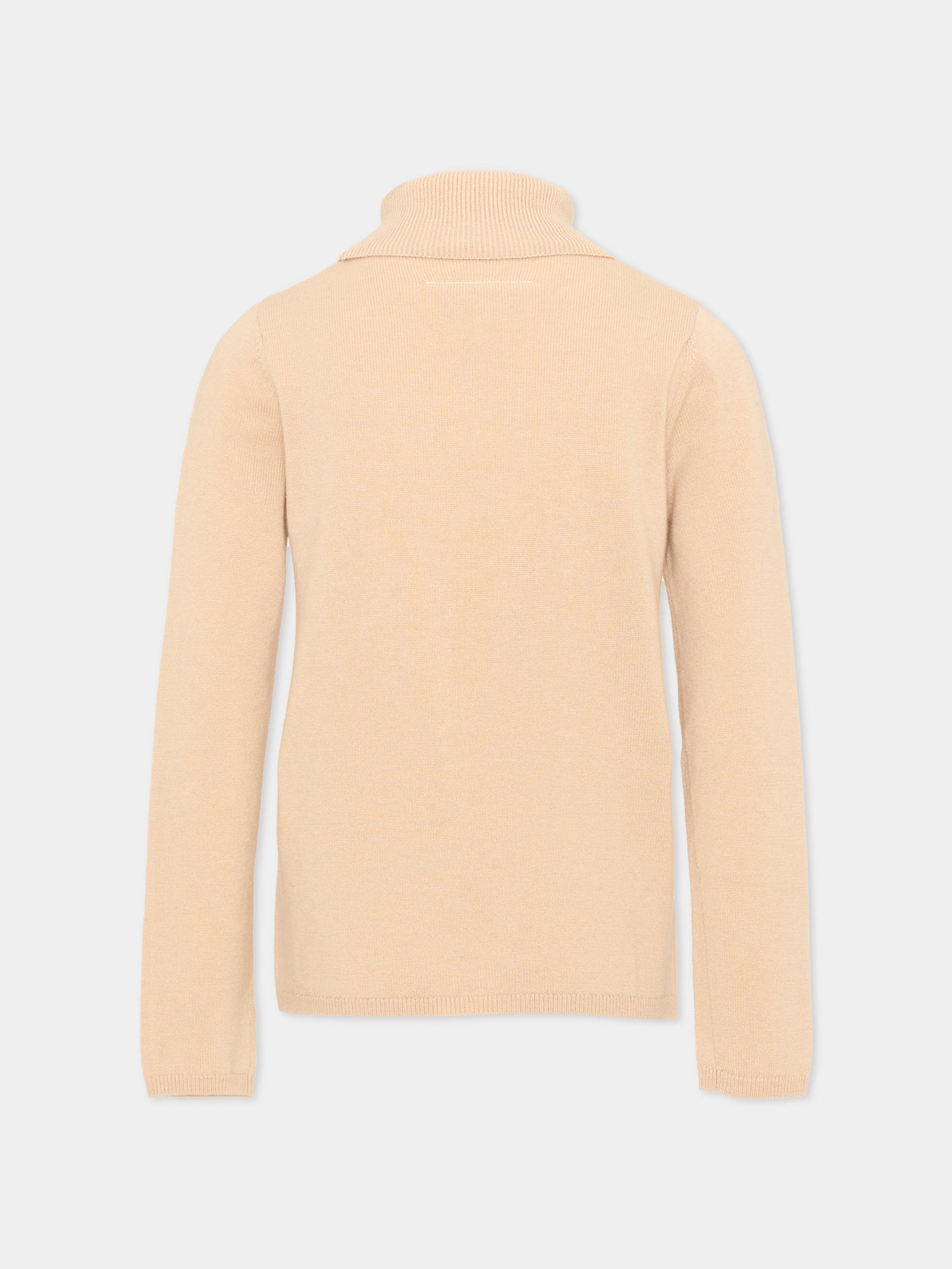 Dolcevita beige per bambini con logo,Mm6 Maison Margiela,M61064 MM06Q M6712