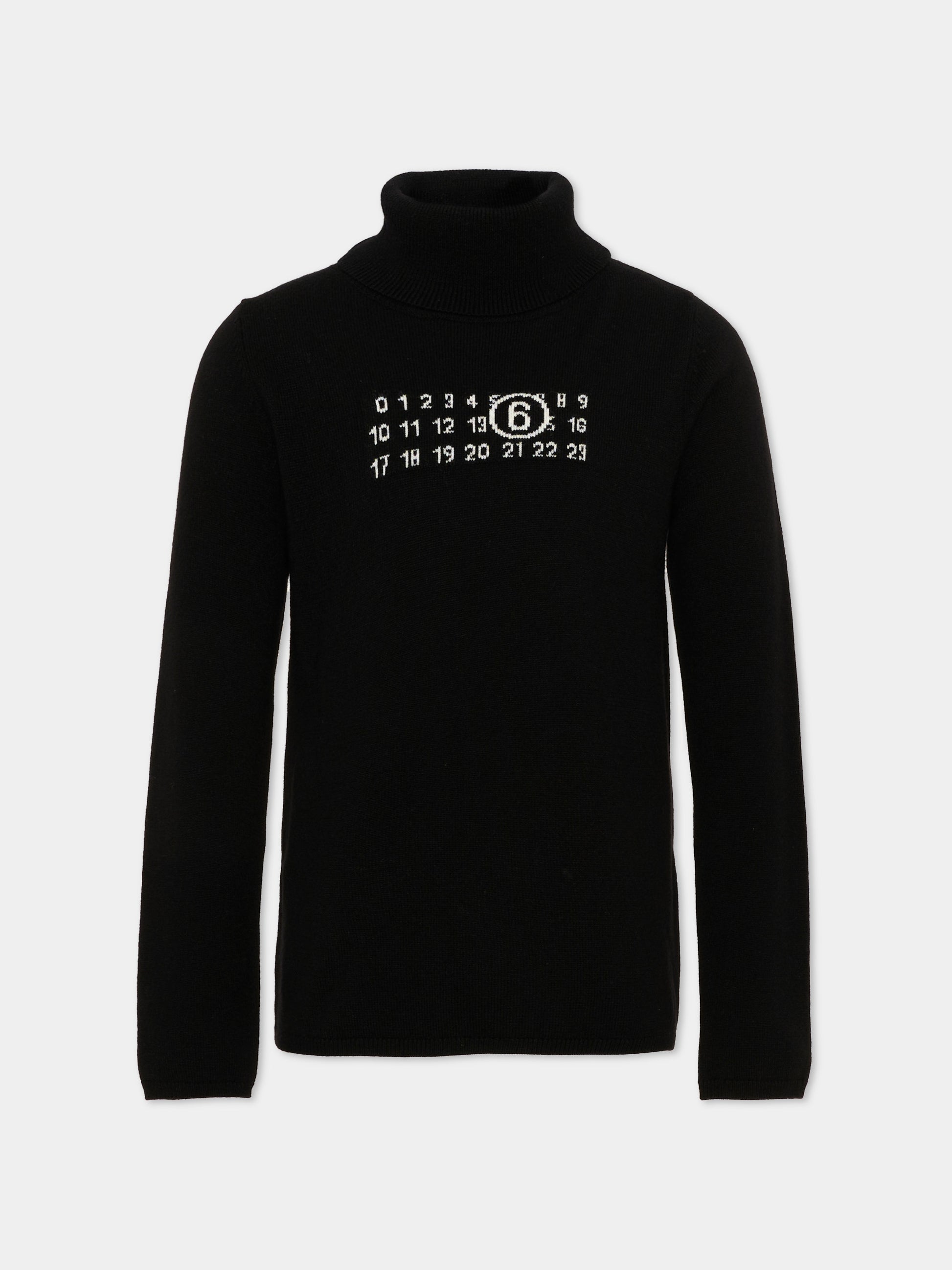 Dolcevita nero per bambini con logo,Mm6 Maison Margiela,M61064 MM06Q M6900