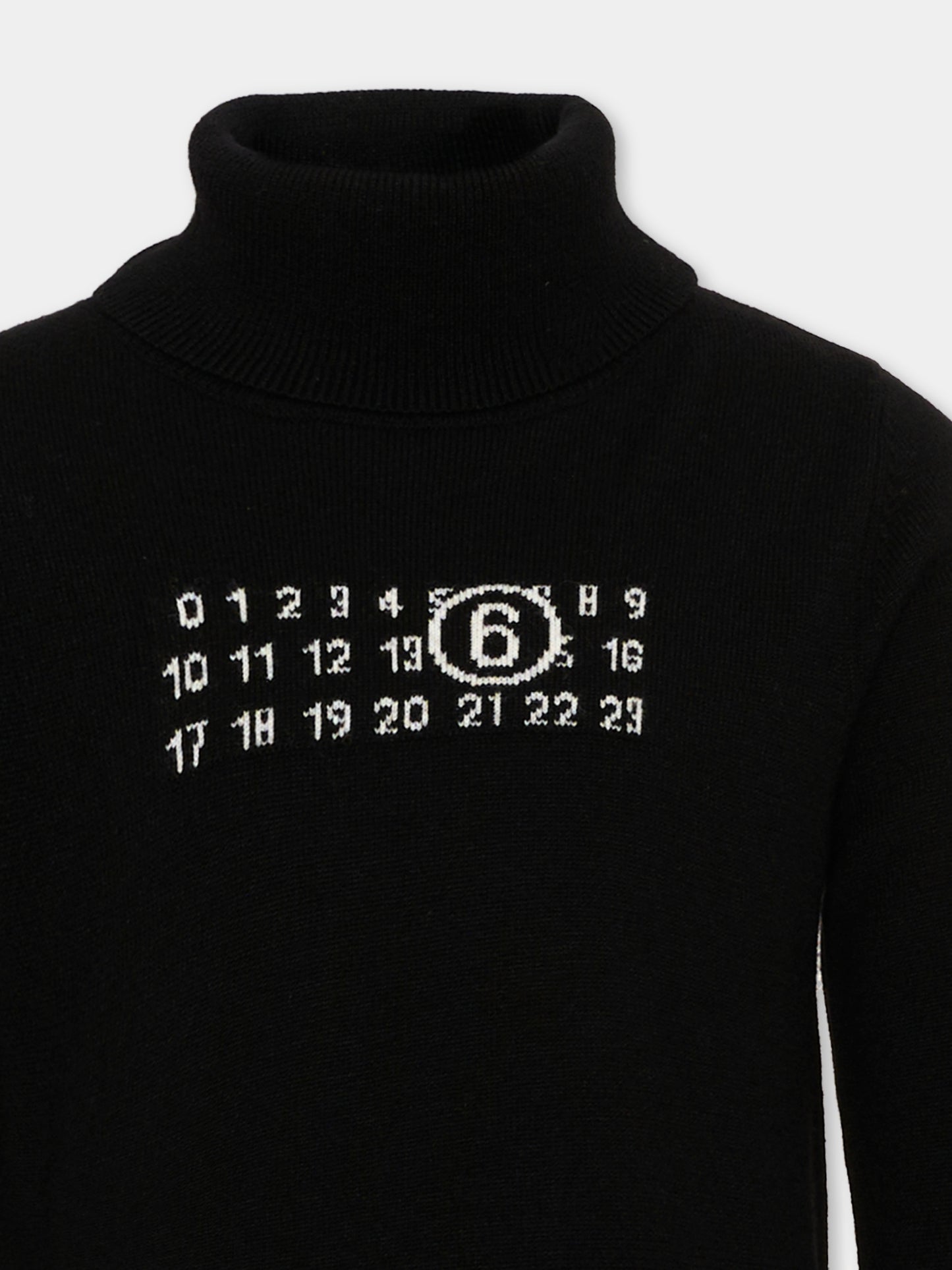 Dolcevita nero per bambini con logo,Mm6 Maison Margiela,M61064 MM06Q M6900