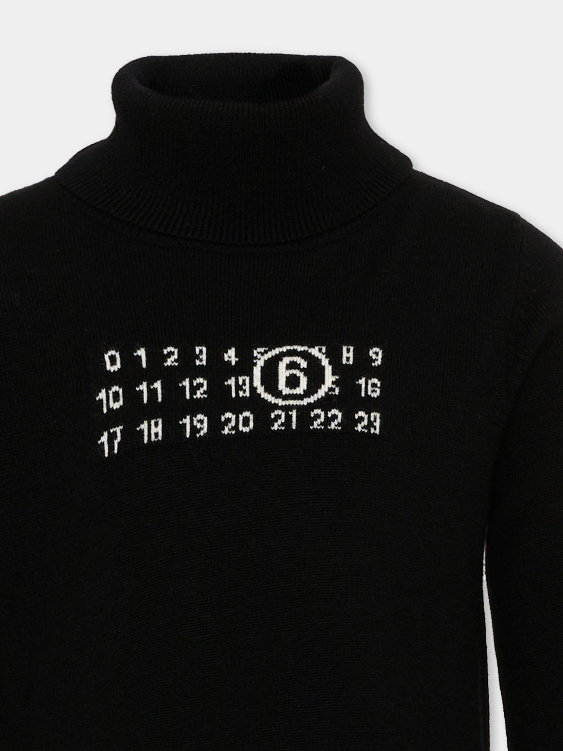 Dolcevita nero per bambini con logo,Mm6 Maison Margiela,M61064 MM06Q M6900