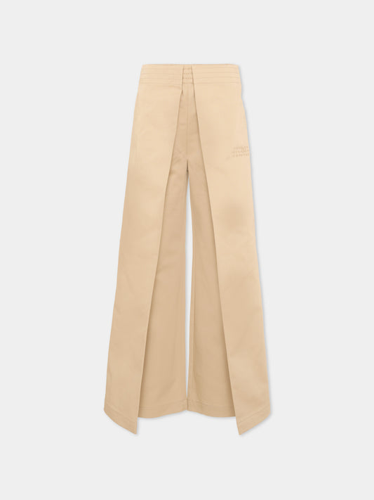 Pantaloni sportivi beige per bambini con logo,Mm6 Maison Margiela,M61100 MM08H M6712