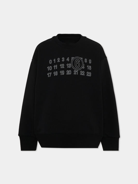 Felpa nera per bambini con logo,Mm6 Maison Margiela,M61116 MM02X M6900