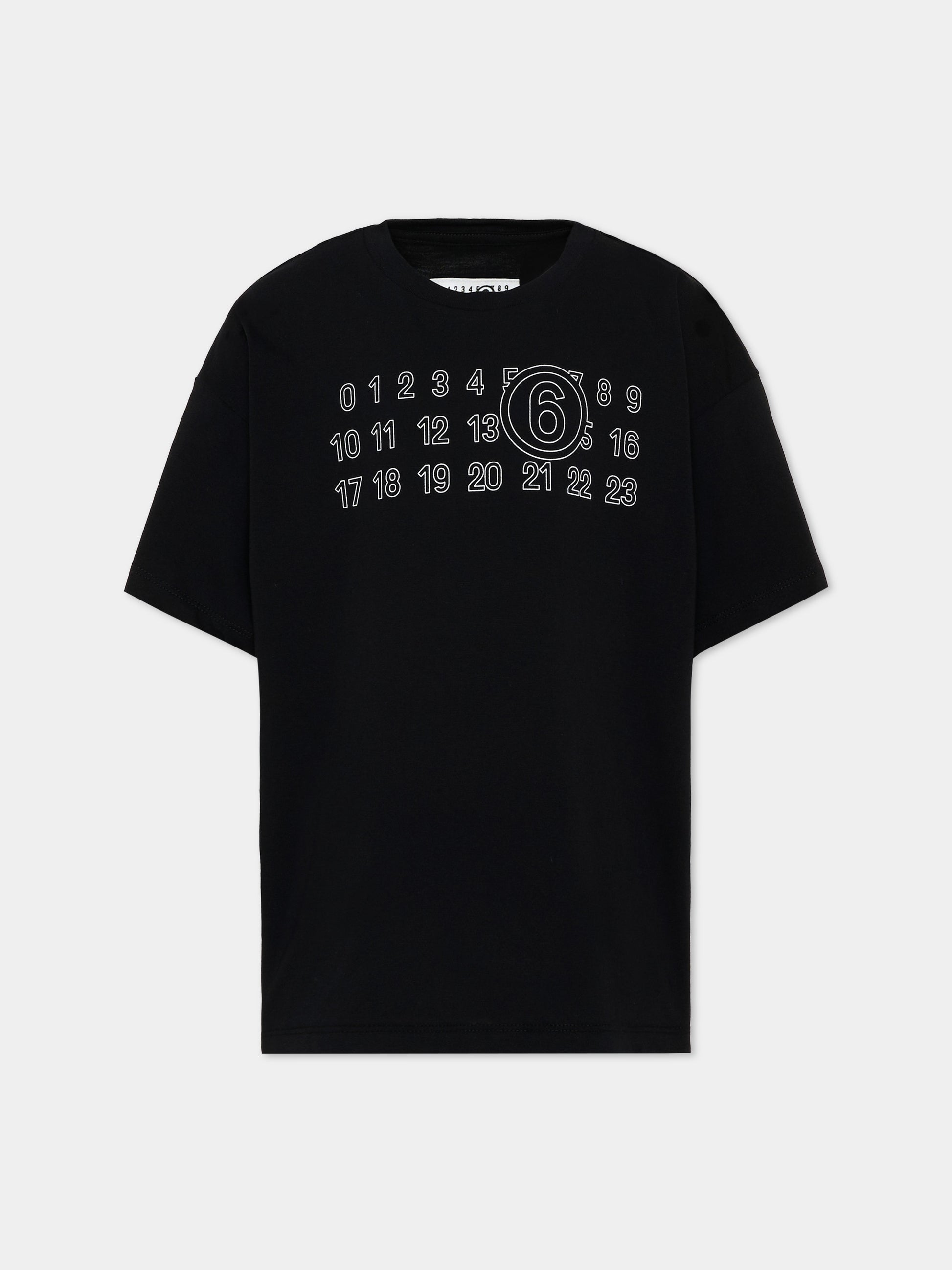 T-Shirt nera per bambini con logo,Mm6 Maison Margiela,M61117 MM02Y M6900