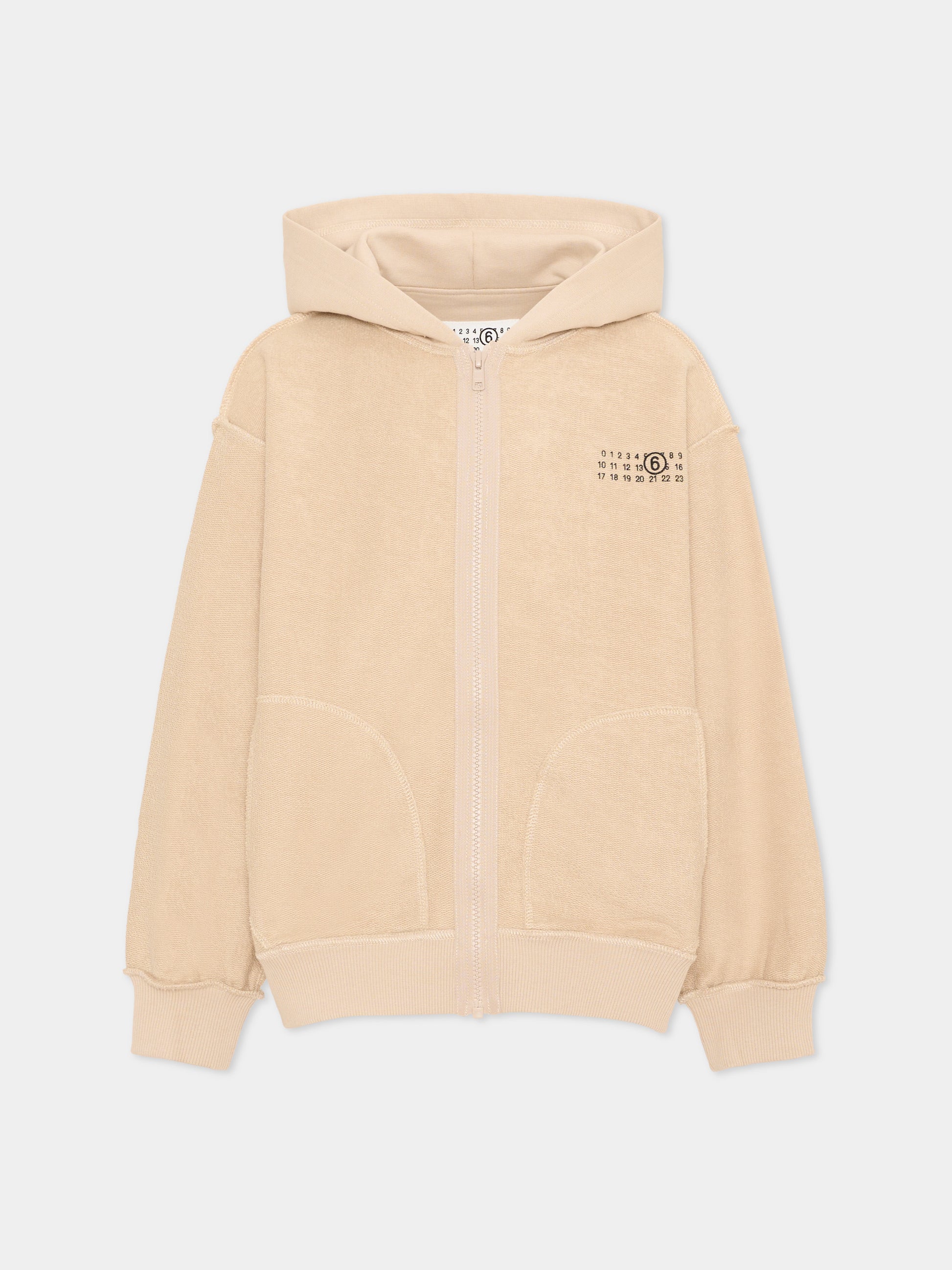 Felpa beige per bambini con logo,Mm6 Maison Margiela,M61130 MM08S M6712