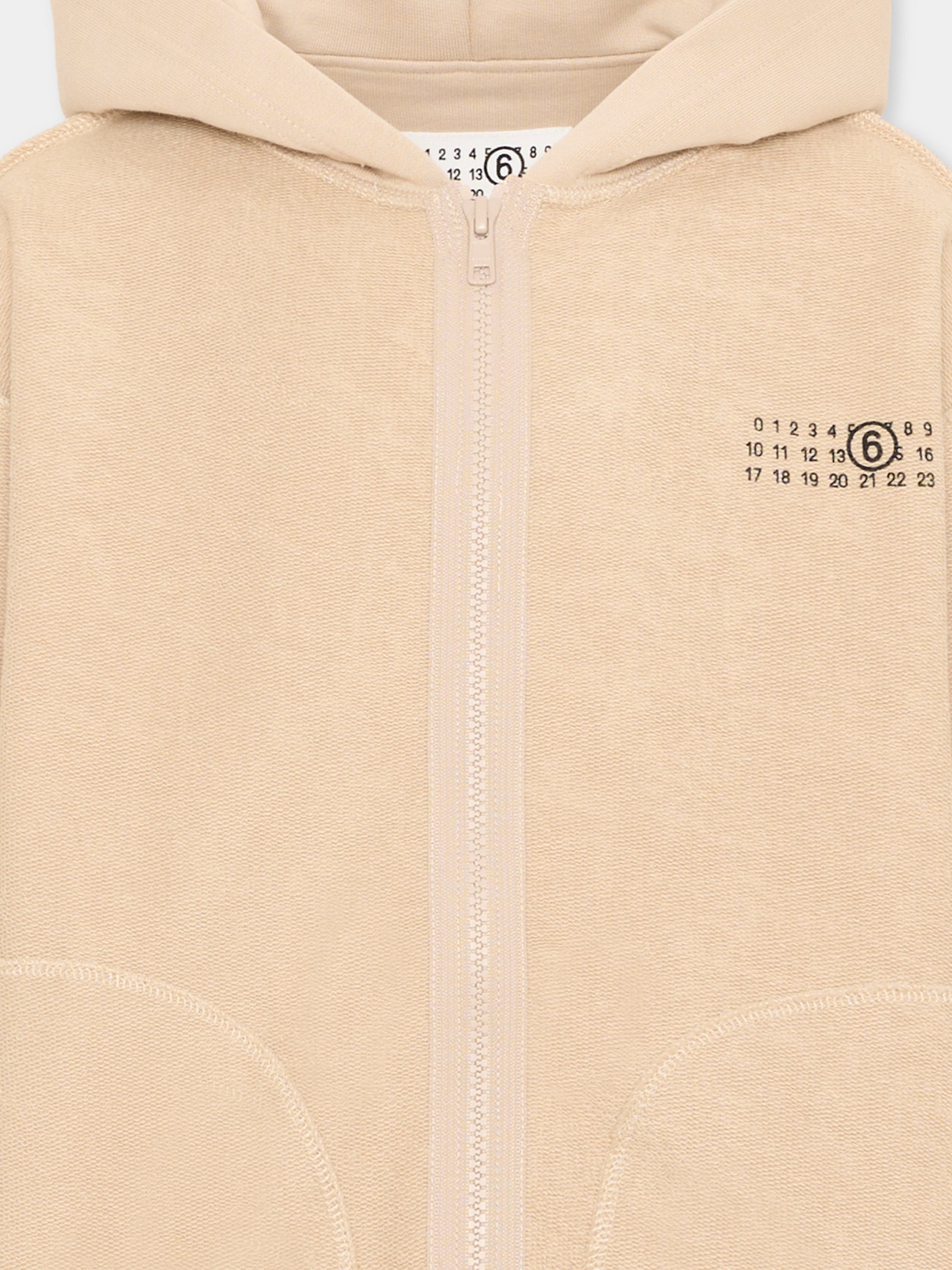 Felpa beige per bambini con logo,Mm6 Maison Margiela,M61130 MM08S M6712