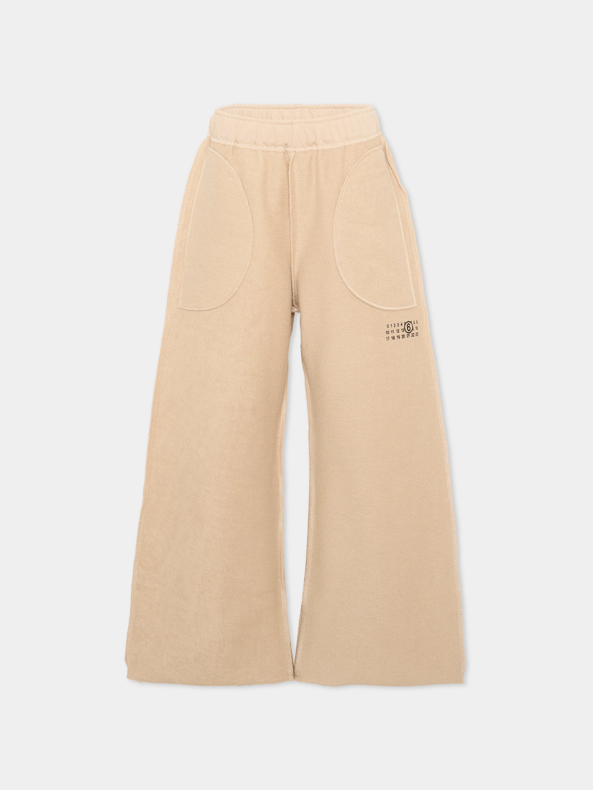 Pantalone sportivo beige per bambini con logo,Mm6 Maison Margiela,M61131 MM08S M6712